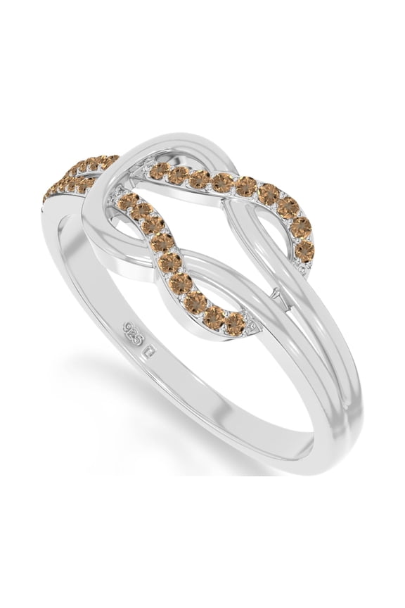Natural Citrine Infinity Knot Rings for Women in Sterling Silver, November Birthstone Jewelry Gifts for Her Birthday, Wedding Anniversary, Graduation, Christmas, Mothers Day