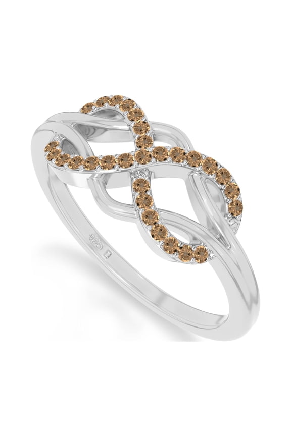 Natural Citrine Infinity Promise Ring for Women in Sterling Silver, November Birthstone Jewelry Gifts for Her Birthday, Wedding Anniversary, Party, Graduation, Christmas, Mothers Day