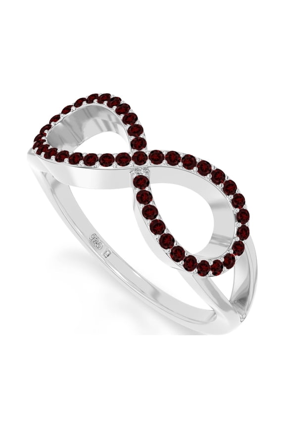 Natural Garnet Infinity Promise Rings for Women in Sterling Silver,January Birthstone Jewelry Gifts for Her Birthday, Anniversary,Party,Graduation,Christmas,Mothers Day,Valentines
