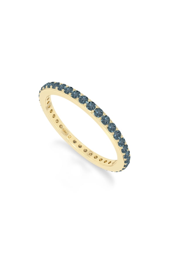 Natural London Blue Topaz Eternity Band Ring for Women in 18K Yellow Gold Vermeil, December Birthstone Jewelry Gifts for Her Birthday, Anniversary, Graduation,Mothers Day,Valentines