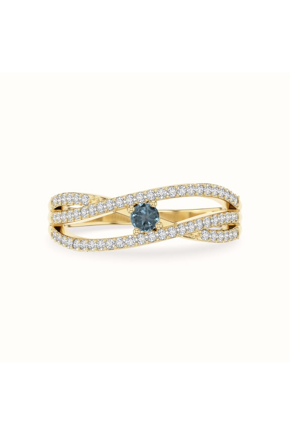 Natural London Blue Topaz Promise Rings for Women in Yellow Gold Vermeil, December Birthstone Jewelry Gifts for Her Birthday, Wedding Anniversary, Party, Graduation, Christmas