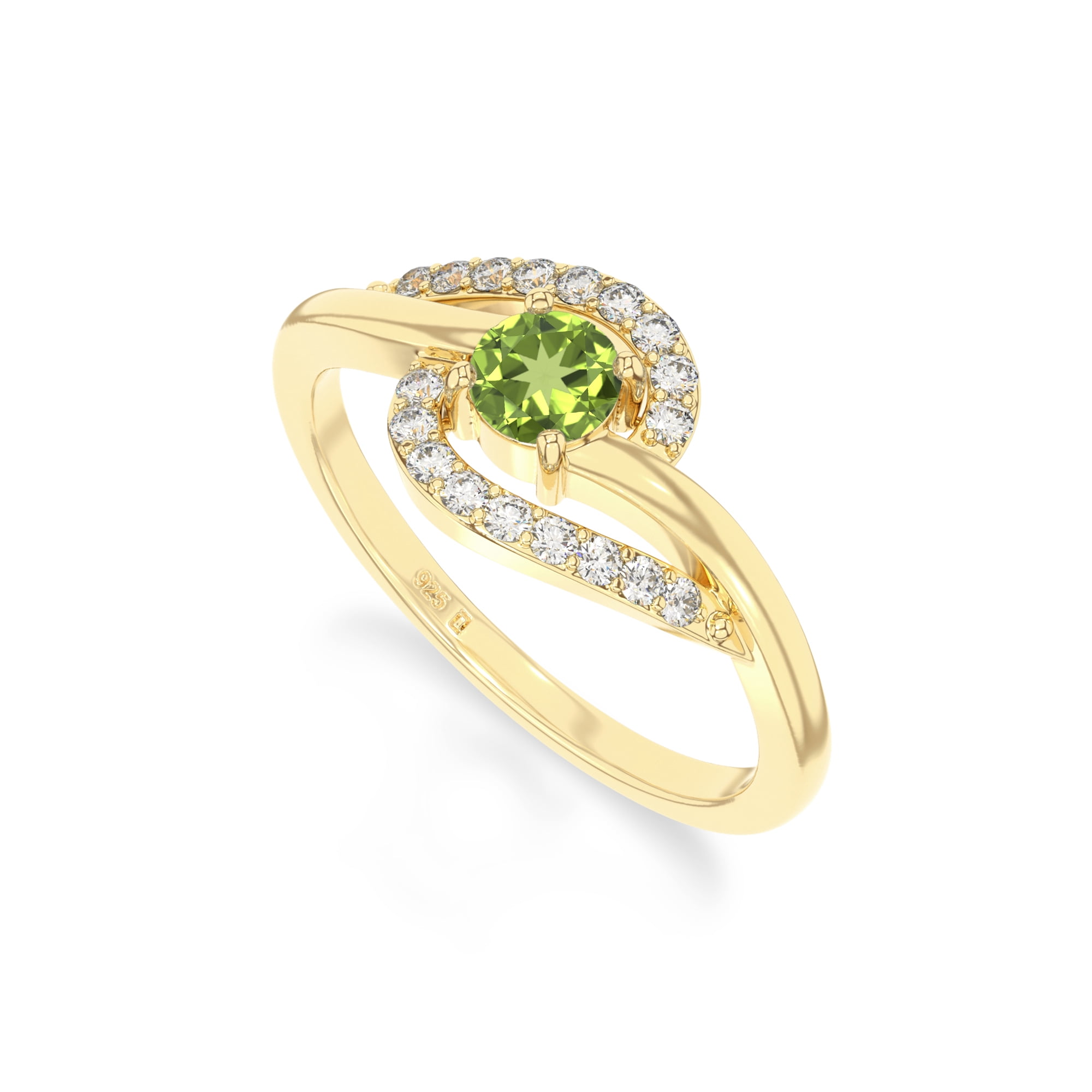 Solitaire Rings For Woman Lustre and Light Natural Peridot Infinity Solitaire Rings for Women in ...