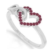 Lustre and Light Natural Ruby Infinity Heart Promise Ring for Women in Sterling Silver, July Birthstone Jewelry Gifts for Her Birthday, Anniversary, Christmas, Graduation, Party, Mothers Day