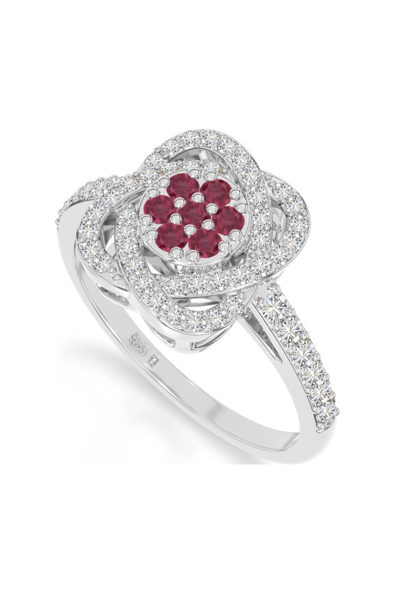 Natural Ruby Inner Power Rings for Women with Moissanite in Sterling Silver, July Birthstone Jewelry Gifts for Her Birthday, Anniversary, Party, Graduation, Mothers Day, Valentines