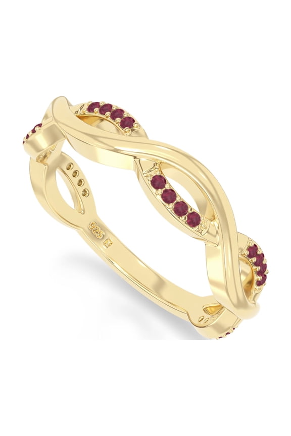 Natural Ruby Ring for Women in 18K Yellow Gold Vermeil, July Birthstone Jewelry Gifts for Her Birthday, Wedding Anniversary, Party, Graduation, Christmas, Mothers Day