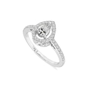 Lustre and Light Pear Moissanite Halo Rings for Women in Sterling Silver, Jewelry Gifts for Her Birthday, Wedding Anniversary, Party, Mothers Day, Christmas, Graduation, Valentines