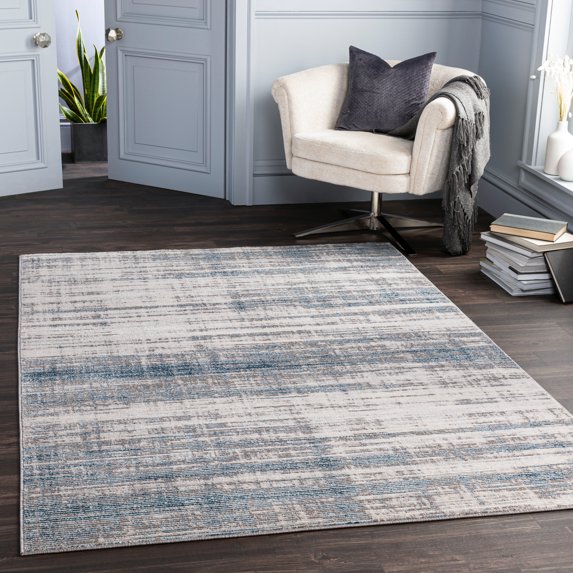 Lustro Dark Blue 7'10" x 10' Modern Rectangle Area Rug