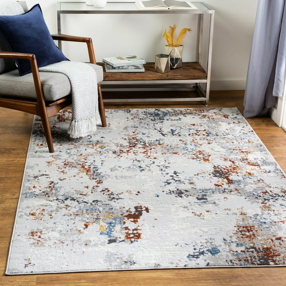 Lustro Medium Gray 6'7" x 9' Modern Rectangle Area Rug