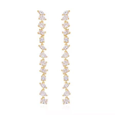 LUSTRO STELLA Cubic Zirconia CZ 925 Sterling Silver 14K Yellow Gold Plated Dangle Drop Earrings for Women Jewelry Ct 10.66 Birthday Christmas Gifts