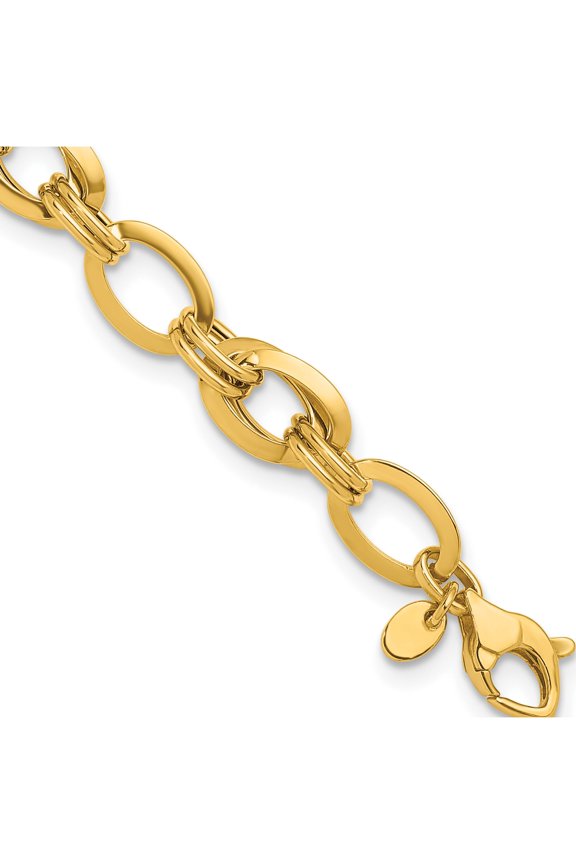 Lustrous Glistening Bold Herco 14K Polished Fancy Knife Edge Oval Link Bracelet Chic Treasure-worthy Alluring