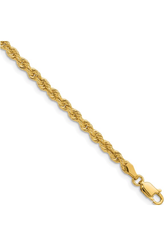 Lustrous Graceful Luxury 14k 3.3mm Regular Rope Chain Polished Flawless Enchanting