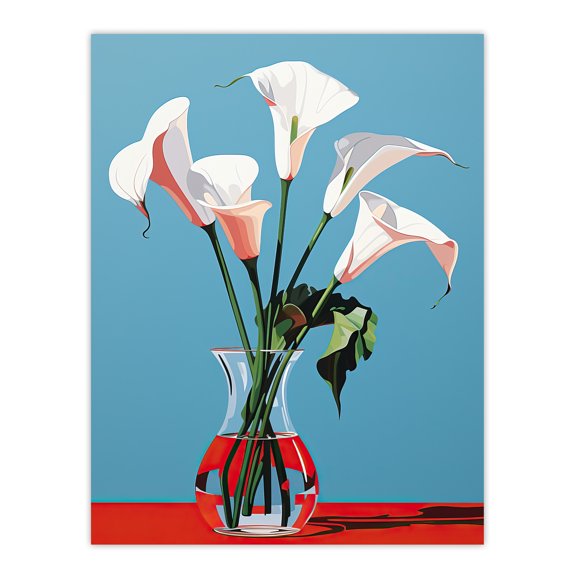 Lustrous Lilies Calla Flowers Blue Red Extra Large XL Wall Art Poster Print