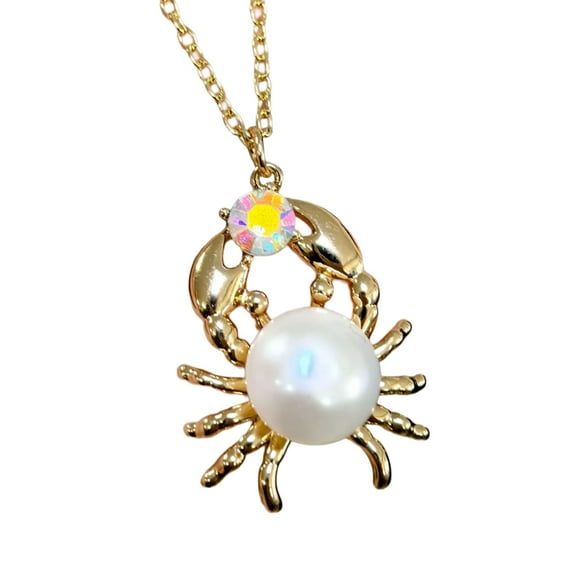 Lustrous Natural Pearls Aquatic Pendant Necklace Accented By Crystal Zirconia For Women Fashion Jewelry