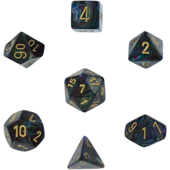 Lustrous Polyhedral Shadow/Gold 7-Die Set