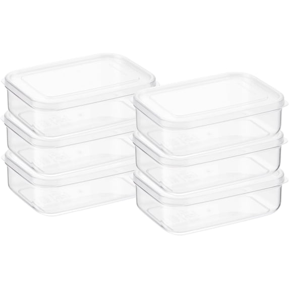Lustroware 6 Set, Micro Clear 1.0 qt Kitchen Pantry Food Storage Container Set with Lid, Shatterproof, BPA Free, Dishwasher, Microwave Safe Canister, Fridge Refrigerator Organizer, Made in Japan