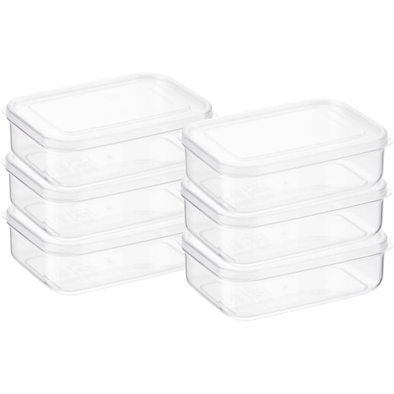 Lustroware 6 Set, Micro Clear 1.0 qt Kitchen Pantry Food Storage Container Set with Lid, Shatterproof, BPA Free, Dishwasher, Microwave Safe Canister, Fridge Refrigerator Organizer, Made in Japan