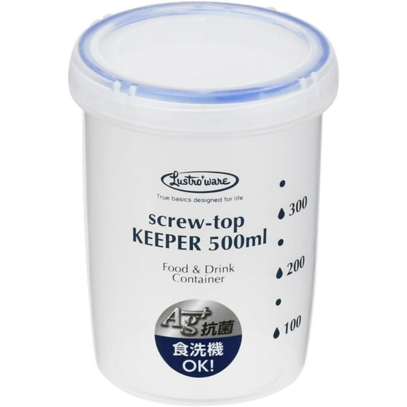 Lustroware Airtight Food Storage Container with Screw Top Lid, Measurement Marks, BPA-Free, Microwave & Dishwasher Safe Canister, Kitchen Pantry, Refrigerator Organizer (17 oz, 500ml)