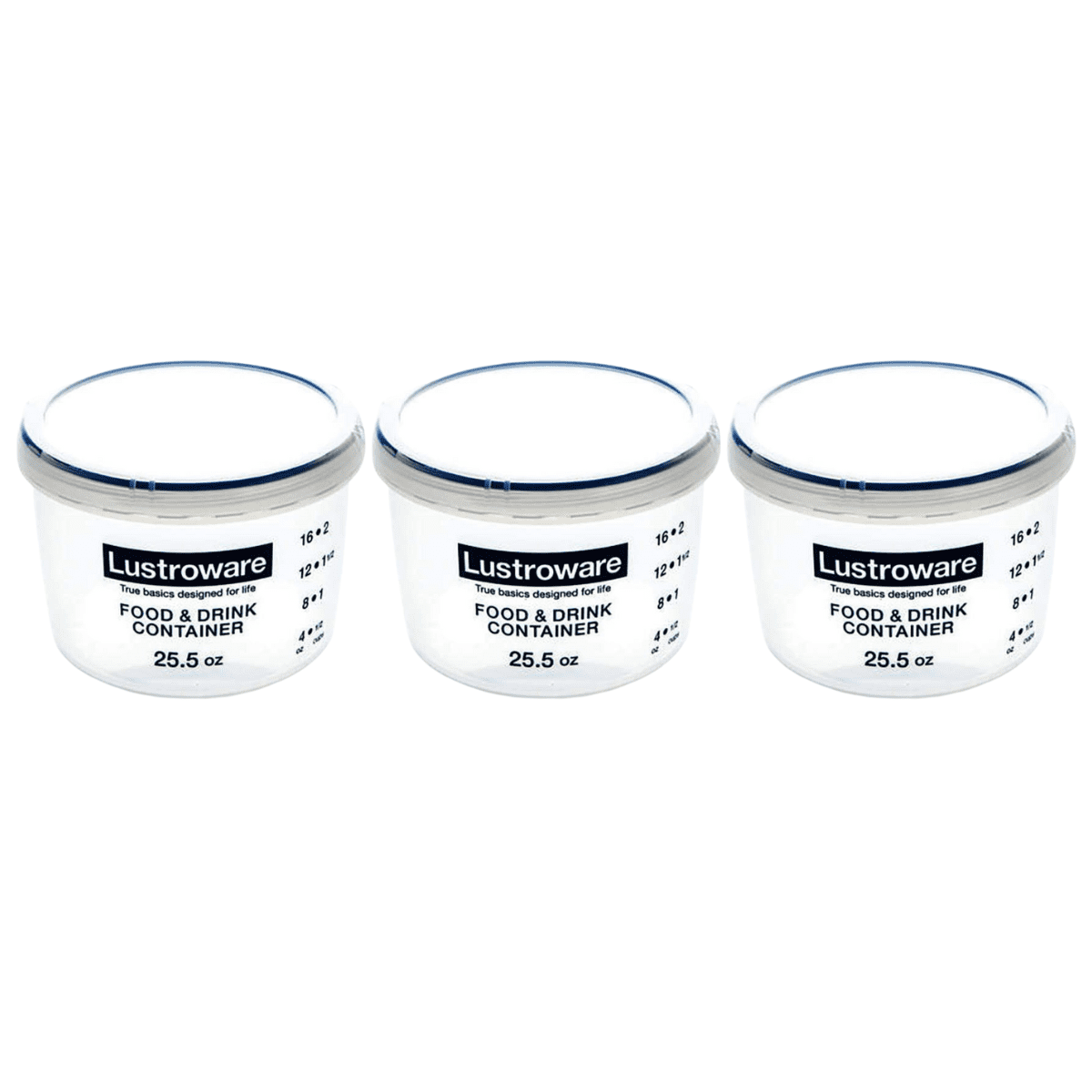 Lustroware Airtight Screw Top Food Containers with Measurement Marks