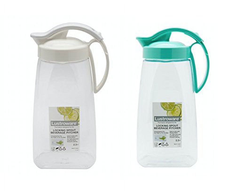 Lustroware Locking Spout Quick Pour Pitcher 2.3qt, Set of 2 LSX238