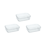 Set of 3 Micro Clear 1.0 qt Kitchen Pantry Food Storage Container Set with Lid, Shatterproof, BPA Free, Dishwasher, Microwave Safe Canister, Fridge Refrigerator Organizer, Made in Japan