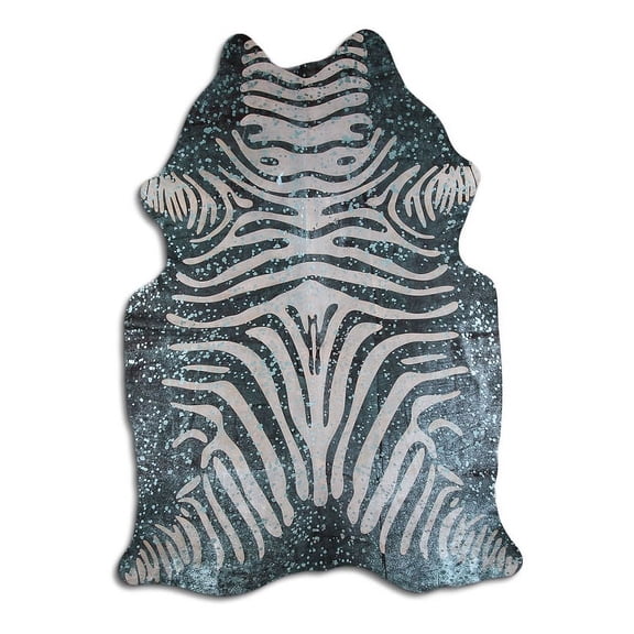 Lusty cowhide rugs for sale REVERSE ZEBRA WITH BLUE METALLIC rug