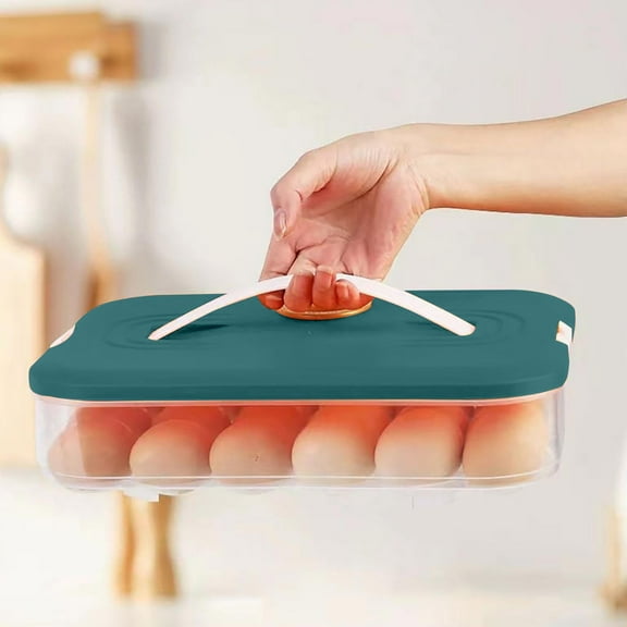 Lusxy Egg Storage Container for Refrigerator, Egg Tray, Lockable Lid Container Refrigerator Portable Storage Box with Lid and Handle, Extra Large Holder for Kitchen Storage