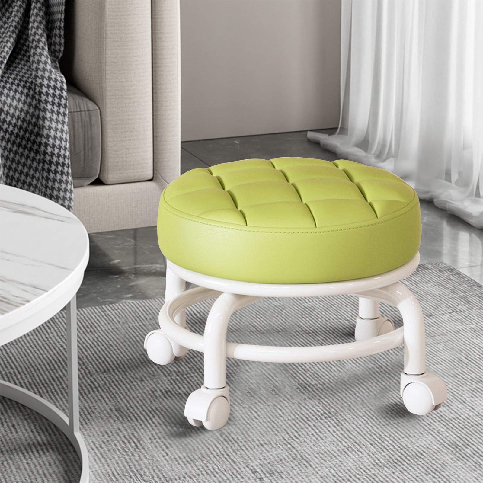 LutIedan Multi-Purpose Low Stool with Wheels Round Stool 360-Degree ...