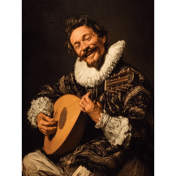 Lute Player Musician Oil Painting Canvas Print Home Wall Art
