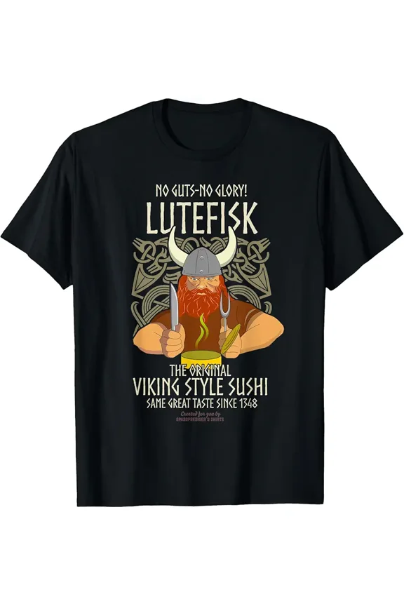 Lutefisk Christmas Fish Viking Humor Fun Nordic Holiday Joke Unisex T-Shirt, up to size 5XL
