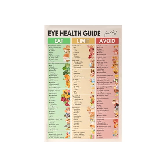 Lutein And Vitamin A Grocery List Poster Eye Health Diet Guide Vision Support Foods Chart Antioxidant Rich Superfoods For Macular Health Decor
