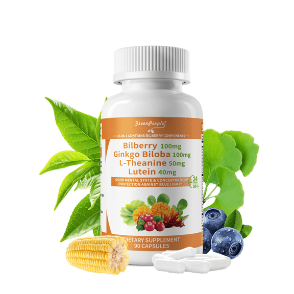Lutein & Bilberry Extract Capsules, Eye vitamins for Blue Light Protection, Vision & Brain Support Supplement, 90 Capsules