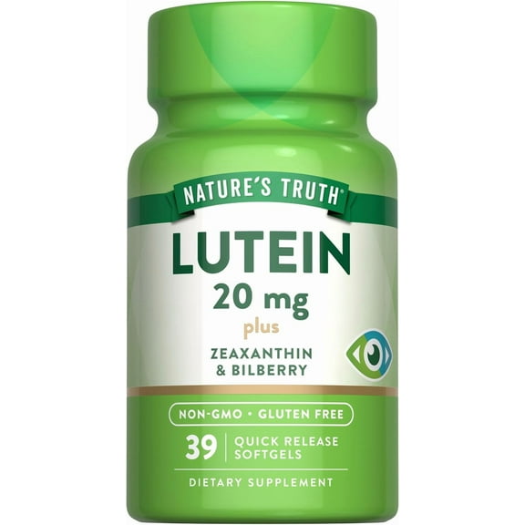 Lutein and Zeaxanthin with Bilberry 20 mg | 39 Softgels | For Men and Women | by Nature's Truth