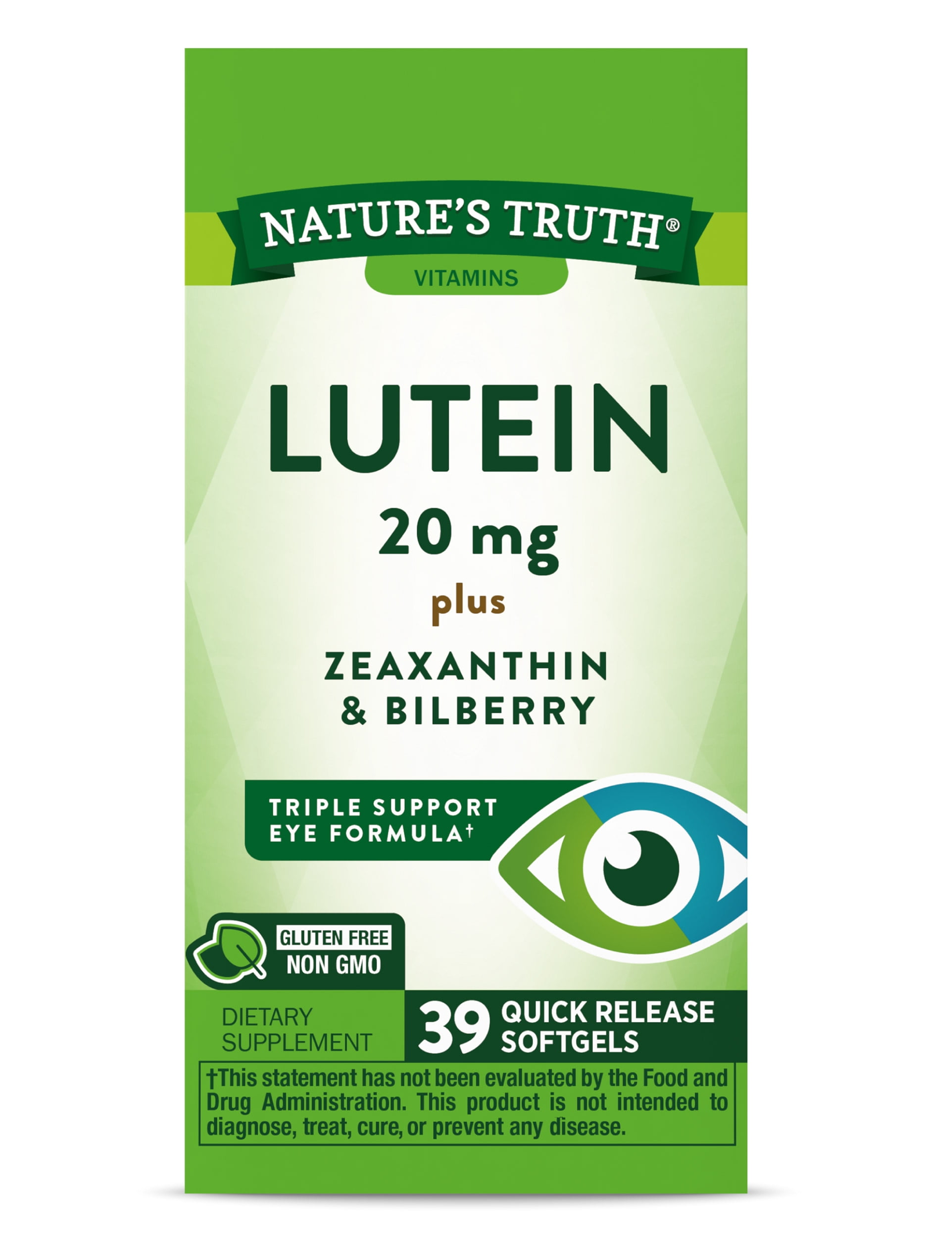 Lutein plus Zeaxanthin & Bilberry, 20 mg, 39 Quick Release Softgels
