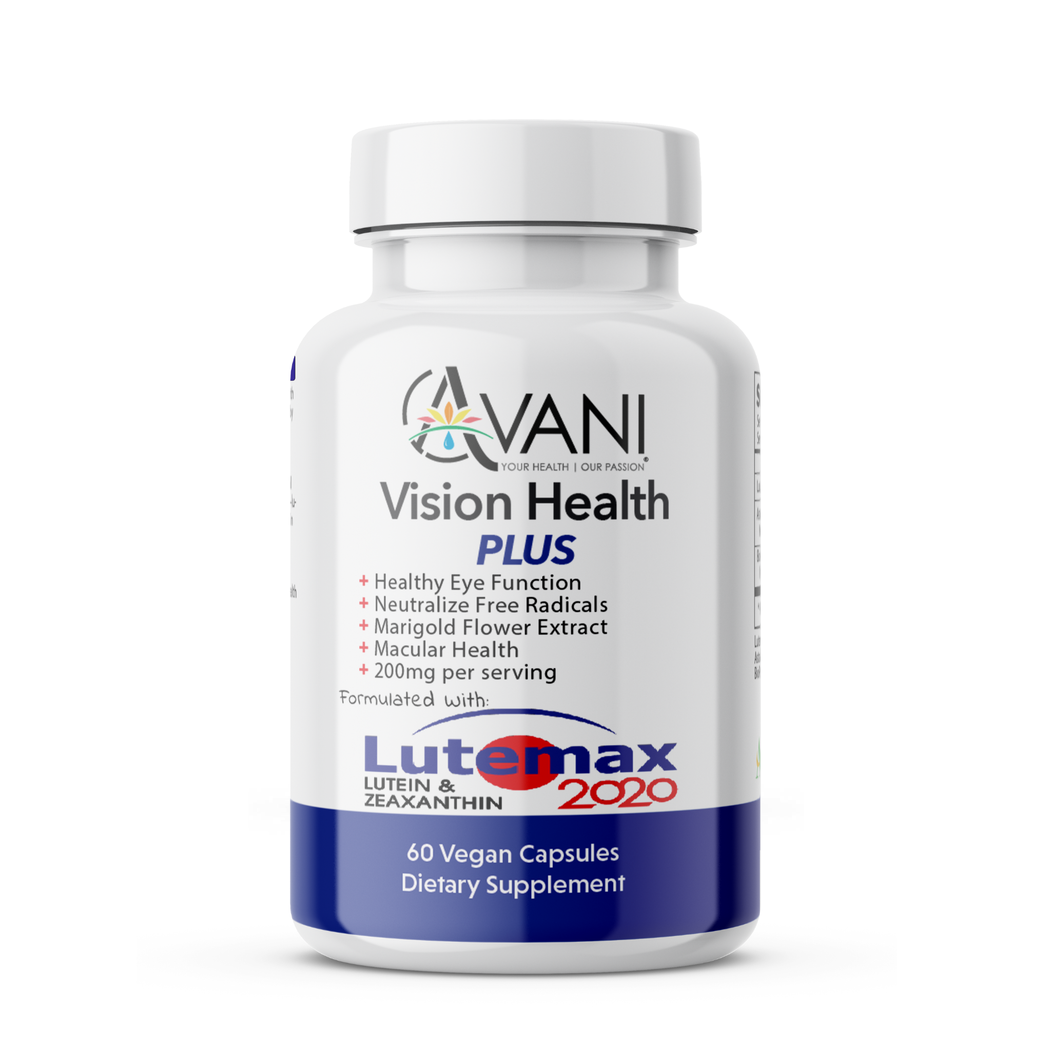Avani Health Lutemax 2020 Lutein & Zeaxanthin Vision Support 60 Vegan