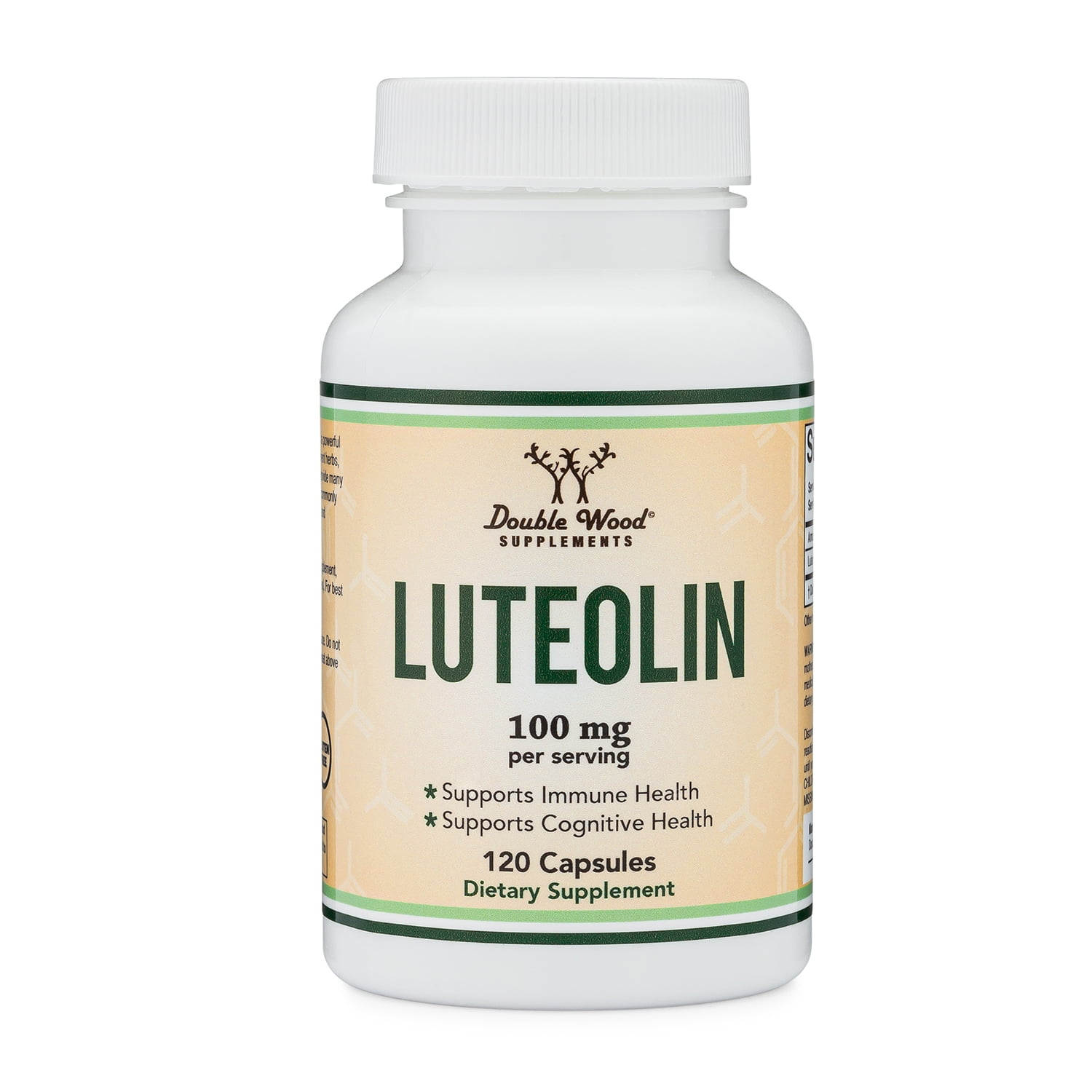 Luteolin Supplement 100mg Servings (120 Capsules, Manufactured in The USA) Potent Polyphenols Flavonoid for Brain and Cardiovascular Support by Double Wood Supplements