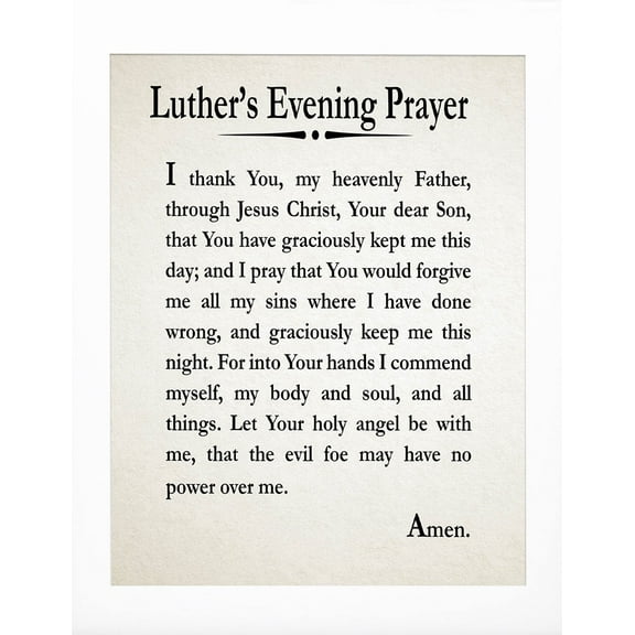 Luther's Evening Prayer Wall Art By Martin Luther Home Office Inspiring Wall Hangings & Minimalist Poster For Bedroom Aesthetic Theme Decoration Best Mom Dad Trendy Family Home Decor