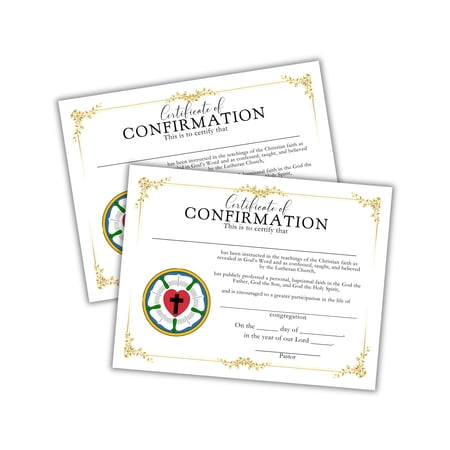 Lutheran Confirmation Certificate 30pk 8.5x11 Rite Holy Spirit Sacrament Baptism Religious Document New Church Membership Faith Symbol