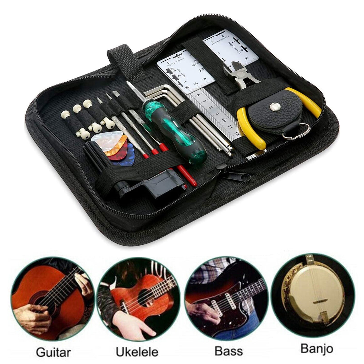 Luthier Guitar Care & Repair Tool Kit - Full Set Of Maintenance Tools, Pliers, Fret Files For Guitarists