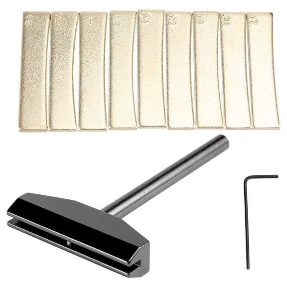 Luthier Tools Set Guitar Fret Caul Fingerboard Pressing Tool + 9Pcs Brass Radian Fret Inserts with Hex Wrench