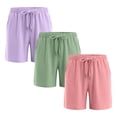 thumbnail image 1 of Lutiedan 3 Pack Girls Sweat Shorts Wide Leg Elastic Waist Drawstring Running Shorts Casual Summer Soft Workout Shorts Sizes 3-14, 1 of 7