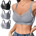 thumbnail image 1 of Lutiedan 3 Pack Plus Size Bras for Women Breathable Wireless Push Up Sleep Bra Supportive No Underwire T-Shirt Bras Plunge Seamless Everday Bra, 1 of 9