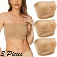 thumbnail image 1 of Lutiedan 3 Pack Strapless Bra Plus Size Bandeau top for Women Comfortable No Underwire Lifting Lingerie Non-Slip Silicone Seamless Tube Top for Yoga Wedding, 1 of 9