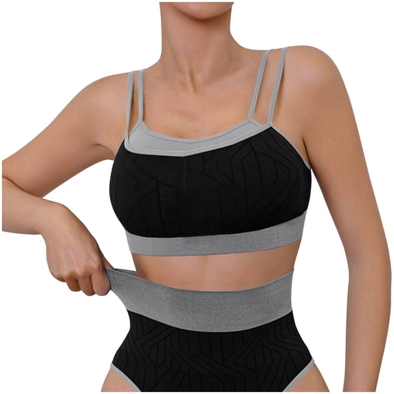 Lutiedan 5 Pack Sports Bra for Women Support Padded Cami Bra Double Spaghetti Strap Seamless Camisole Tank Top Comfort Stretchy Yoga Bralette