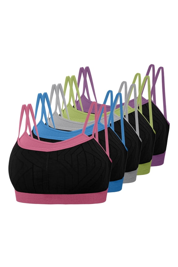 5 Pack Sports Bra for Women Support Padded Cami Bra Double Spaghetti Strap Seamless Camisole Tank Top Comfort Stretchy Yoga Bralette