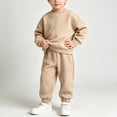 thumbnail image 1 of Lutiedan Boys Fall Winter Tracksuits 2 Piece Set Kids Crewneck Sweatshirts and Jogger Sweatpants with Pockets Size 2-10,Khaki, 1 of 6