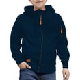 thumbnail image 1 of Lutiedan Boys Fleece Hoodie Zip up Hooded Workout Sweatshirt Casual Warm Long Sleeve Jackets with Pocket Size 4-15,Navy, 1 of 5