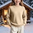 thumbnail image 1 of Lutiedan Boys Girls Knitted Sweaters Teen Crew Neck Long Sleeve Pullover Fall Winter Casual Uniform Sweaters Size 5-16,Beige, 1 of 7