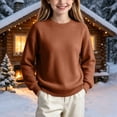 thumbnail image 1 of Lutiedan Boys Girls Knitted Sweaters Teen Crew Neck Long Sleeve Pullover Fall Winter Casual Uniform Sweaters Size 5-16,Brown, 1 of 7