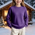 thumbnail image 1 of Lutiedan Boys Girls Knitted Sweaters Teen Crew Neck Long Sleeve Pullover Fall Winter Casual Uniform Sweaters Size 5-16,Purple, 1 of 7
