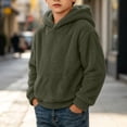 thumbnail image 1 of Lutiedan Boys Girls Sherpa Fleece Hoodie Kids Casual Fuzzy Sweatshirt Plush Winter Warm Hooded Pullover Tops Size 3-14,Army Green, 1 of 7